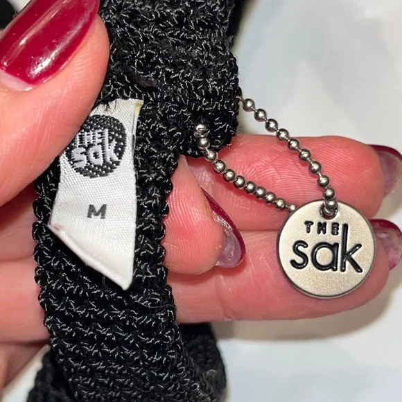 THE SAK BLACK Belt Woven Women's Size Medium 1” wide silver buckle TEXTURED BELT - Picture 10 of 11